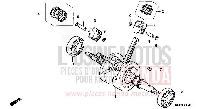 KURBELWELLE/KOLBEN von Shadow VT125C FUTURE GRAY METALLIC (NH398) von 1999